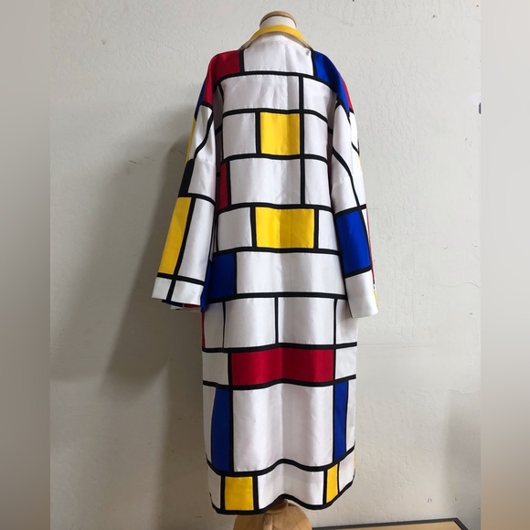 Inspired by Piet Mondrian Silk Duster Coat - Picture 5 of 7